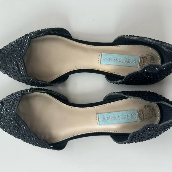 Betsey Johnson Lucy  embellished  black Pointed-Toe Woven Flat Loafers size 7.5 - Picture 9 of 10